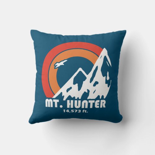 Mt Hunter Alaska Sun Eagle Throw Pillow