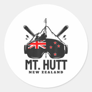 Mt Hutt New Zealand Ski Resort Retro Skiing Classic Round Sticker