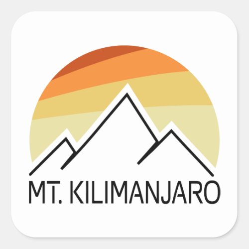 Mt Kilimanjaro Retro Square Sticker