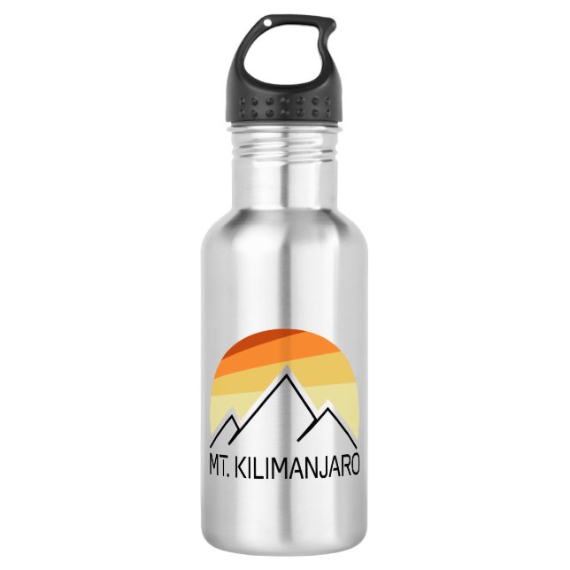 Mt. Kilimanjaro Retro Stainless Steel Water Bottle (Front)