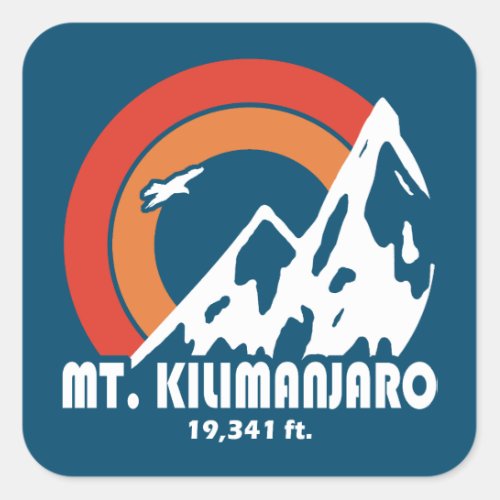 Mt Kilimanjaro Sun Eagle Square Sticker