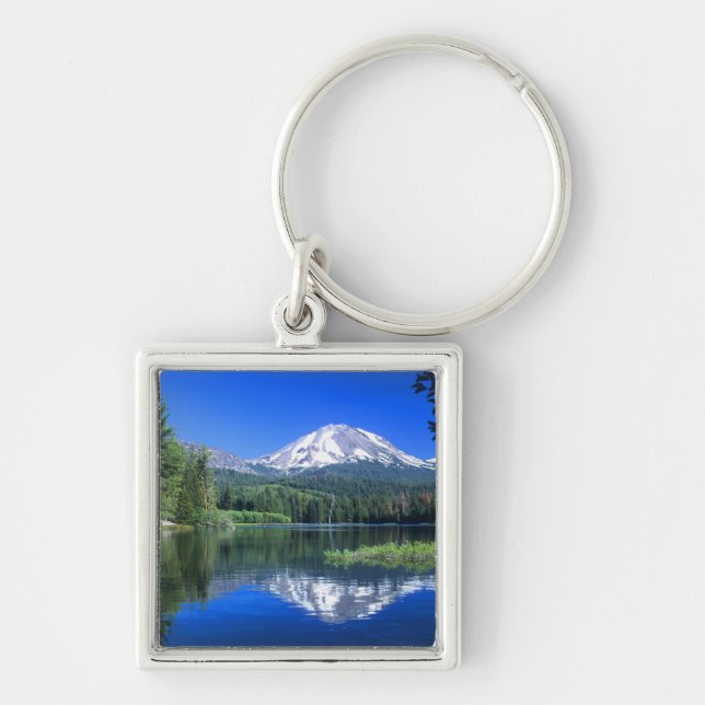 Mt. Lassen rises above Manzanita Lake Keychain (Front)