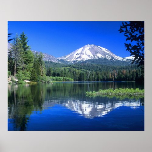 Mt Lassen rises above Manzanita Lake Poster