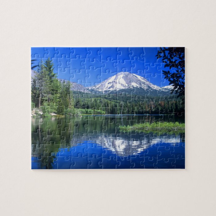 Mt. Lassen rises above Manzanita Lake Jigsaw Puzzle