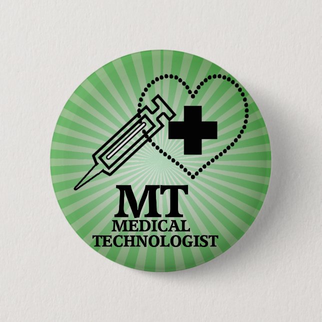 MT LOGO SYRINGE HEART MEDICAL TECH BUTTON (Front)