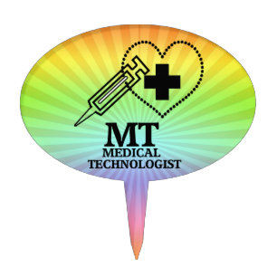 MT LOGO SYRINGE HEART MEDICAL TECH CAKE TOPPER