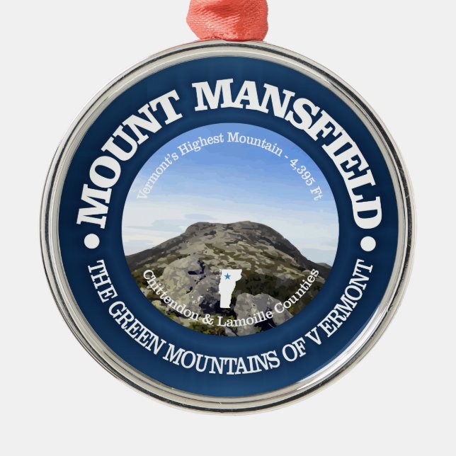 Mt Mansfield Metal Ornament (Front)