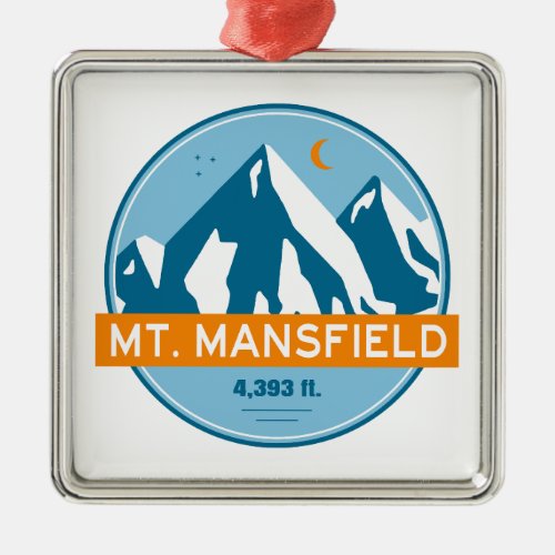 Mt Mansfield Vermont Stars Moon Metal Ornament