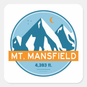 Mt. Mansfield Vermont Stars Moon Square Sticker
