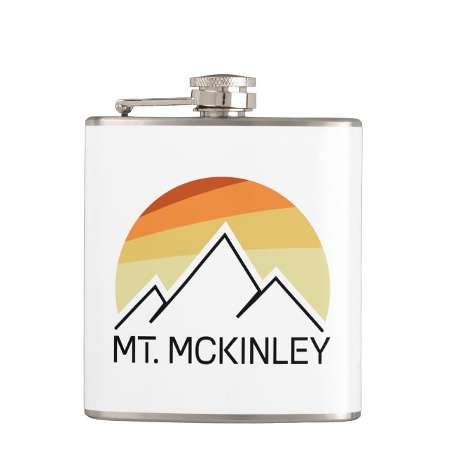 Mt. McKinley Alaska Retro Flask (Front)