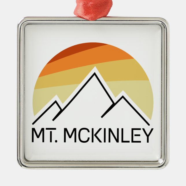 Mt. McKinley Alaska Retro Metal Ornament (Front)