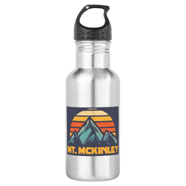Mt. McKinley Alaska Retro Turquoise Stainless Steel Water Bottle (Front)