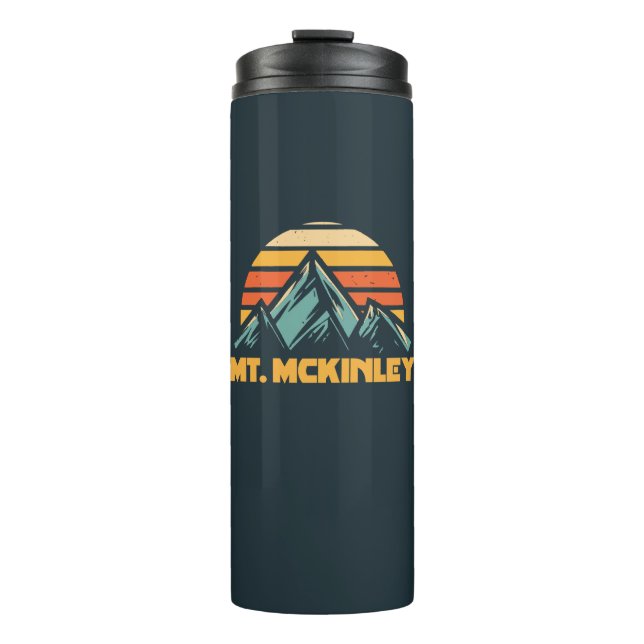 Mt. McKinley Alaska Retro Turquoise Thermal Tumbler (Front)
