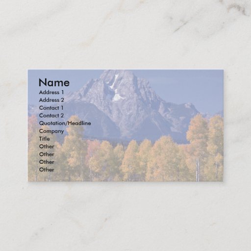 Customizable Mt. Moran, Grand Teton National Park, Wyoming Business Card Template