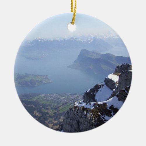 Mt Pilatus Switzerland Ceramic Ornament