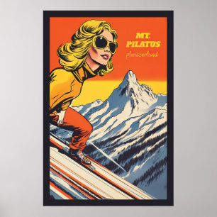Mt. Pilatus,Switzerland, Ski Poster