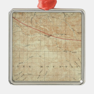 Mt Pinos quadrangle showing San Andreas Rift Metal Ornament