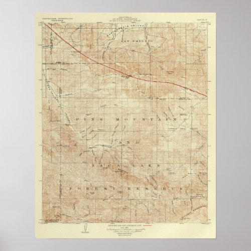 Mt Pinos quadrangle showing San Andreas Rift Poster