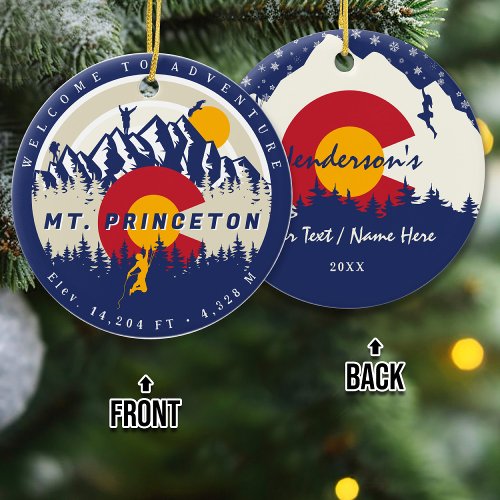 Mt Princeton Colorado 14ers Fourteener Climbing Ceramic Ornament