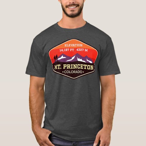 Mt Princeton Colorado 14ers Mountain Climbing Badg T_Shirt