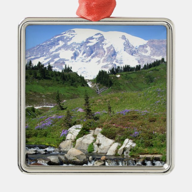 Mt Rainer, Edith Creek Metal Ornament (Front)