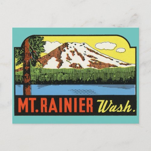 Mt Rainer Washington Vintage Travel  Postcard