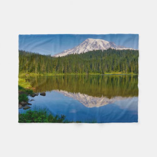 Mt Rainier and Reflection Lake Fleece Blanket