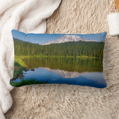 Mt Rainier and Reflection Lake Lumbar Pillow