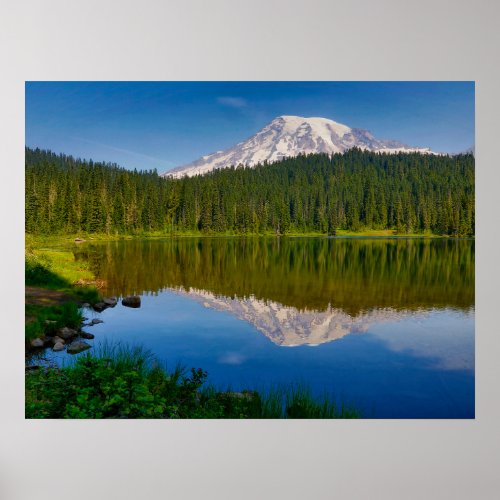 Mt Rainier and Reflection Lake Poster