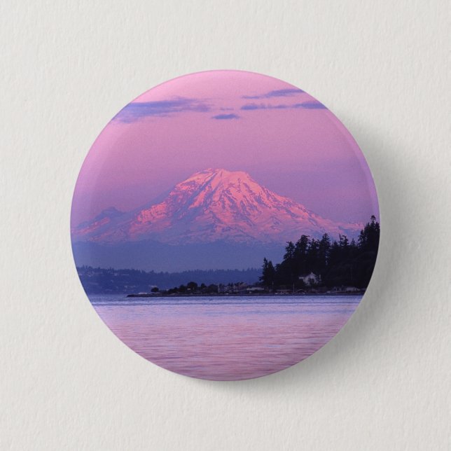 Mt. Rainier at Sunset, Washington State. Button (Front)