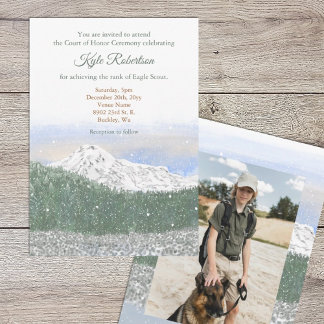Mt. Rainier, Eagle Scout, Court of Honor Ceremony Invitation