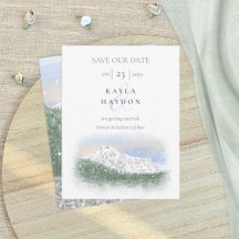 Mt Rainier, Falling Snow Wedding Save the Date