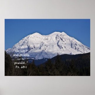 Mt. Rainier in winter Print w/Scripture Verse