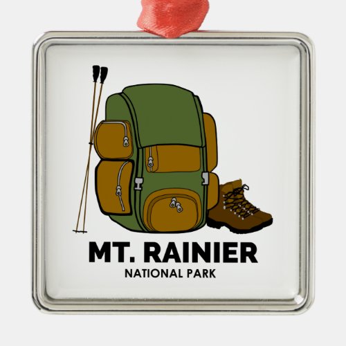 Mt Rainier National Park Backpack Metal Ornament