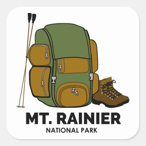 Mt Rainier National Park Backpack Square Sticker