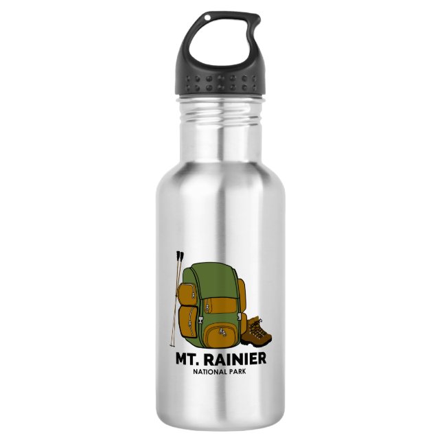 Mt. Rainier National Park Backpack Stainless Steel Water Bottle (Front)
