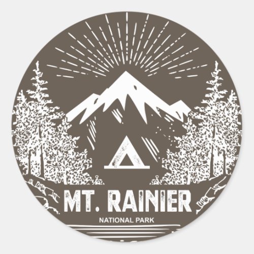 Mt Rainier National Park Classic Round Sticker