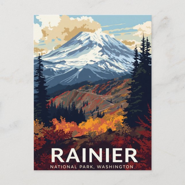 Mt Rainier National Park Fall Colors Postcard (Front)