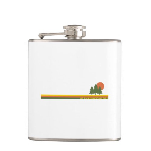 Mt Rainier National Park Pine Trees Sun Flask