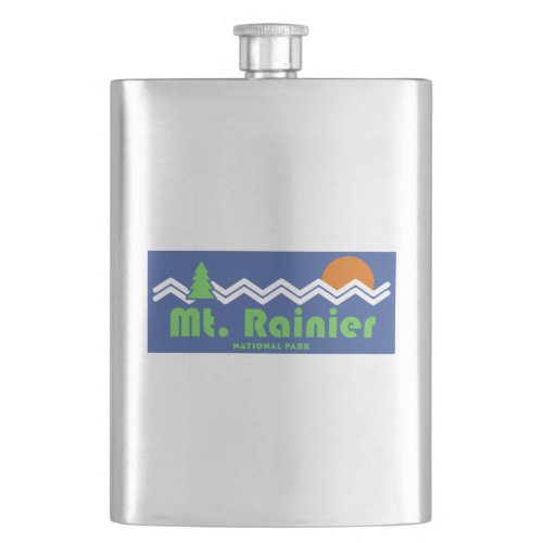 Mt Rainier National Park Retro Flask