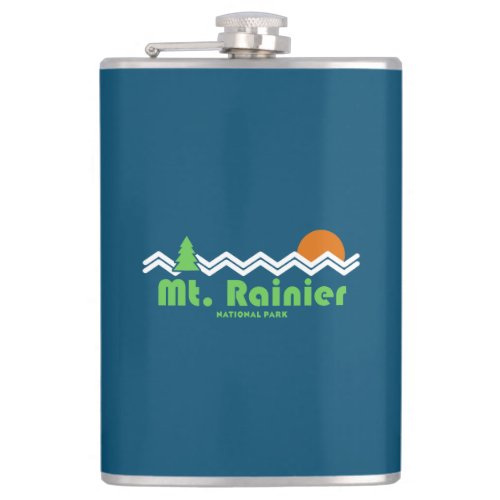 Mt Rainier National Park Retro Flask