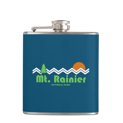 Mt Rainier National Park Retro Flask