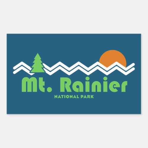 Mt Rainier National Park Retro Rectangular Sticker