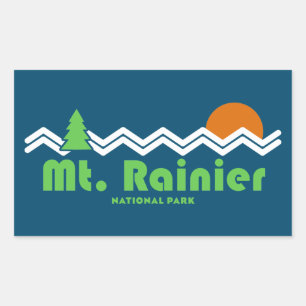 Mt. Rainier National Park Retro Rectangular Sticker