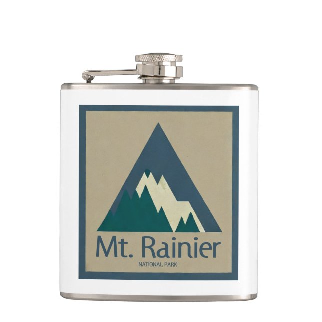 Mt. Rainier National Park Rustic Flask (Front)