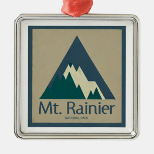 Mt. Rainier National Park Rustic Metal Ornament