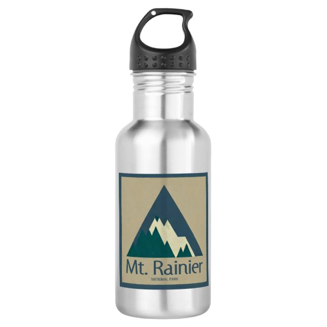 Mt. Rainier National Park Rustic Stainless Steel Water Bottle (Front)