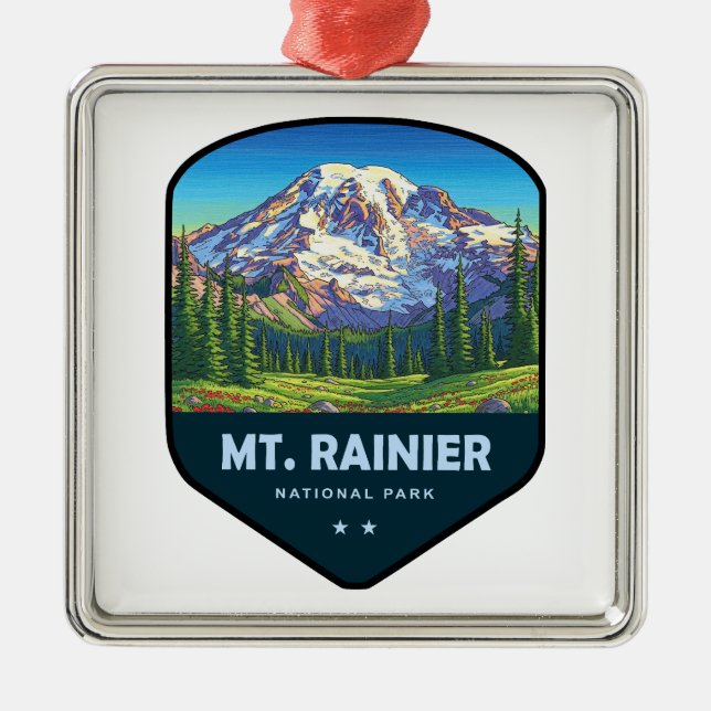 Mt. Rainier National Park Shield Metal Ornament (Front)