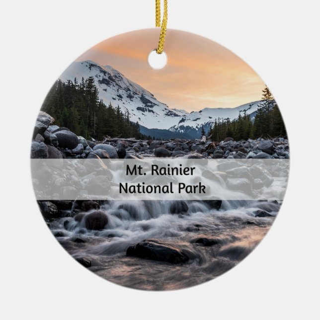 Mt. Rainier National Park Souvenir Christmas Ceramic Ornament (Front)
