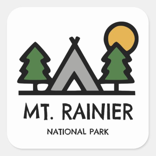 Mt Rainier National Park Square Sticker